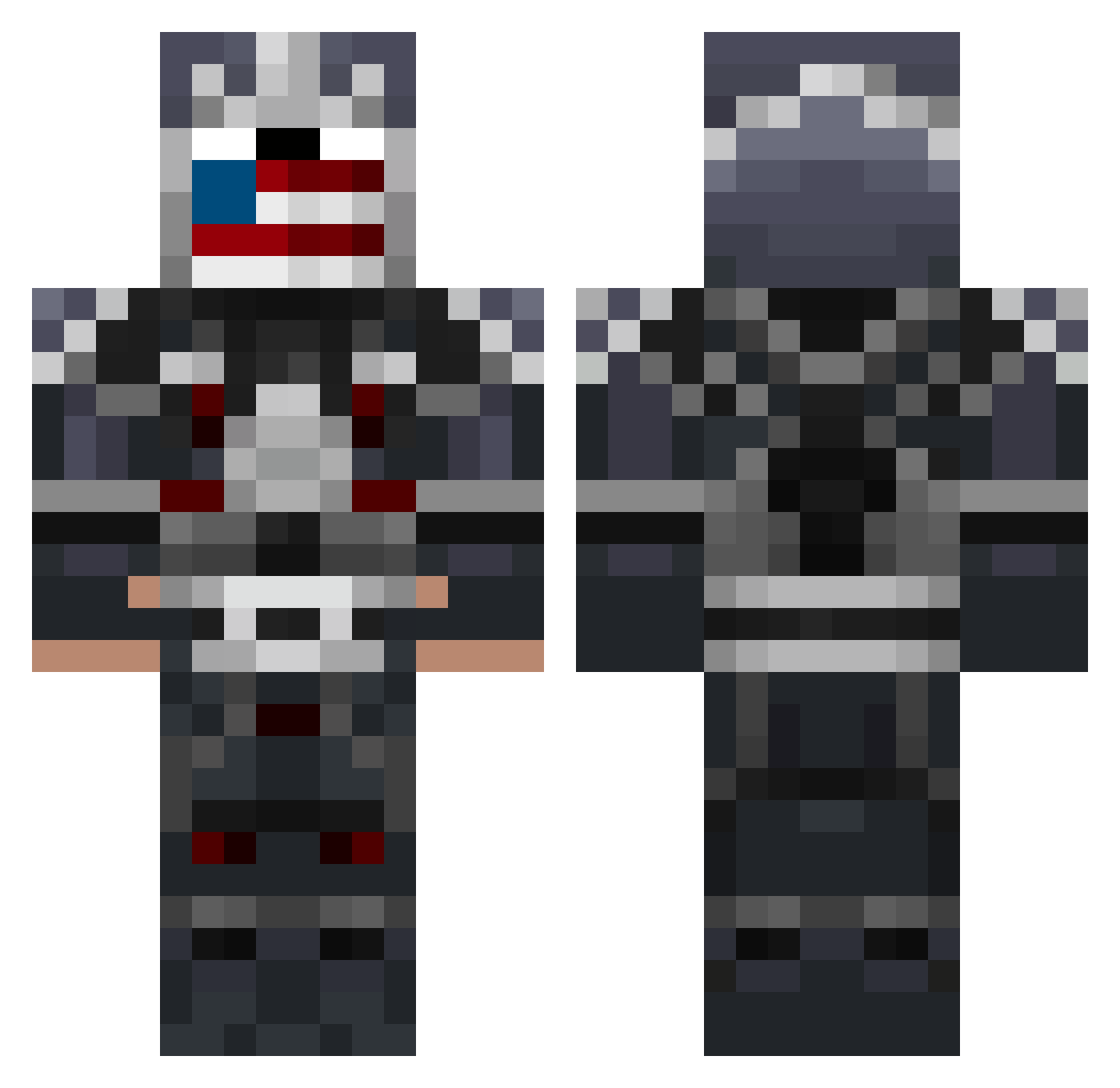 BladeAim Minecraft skin, front and back view