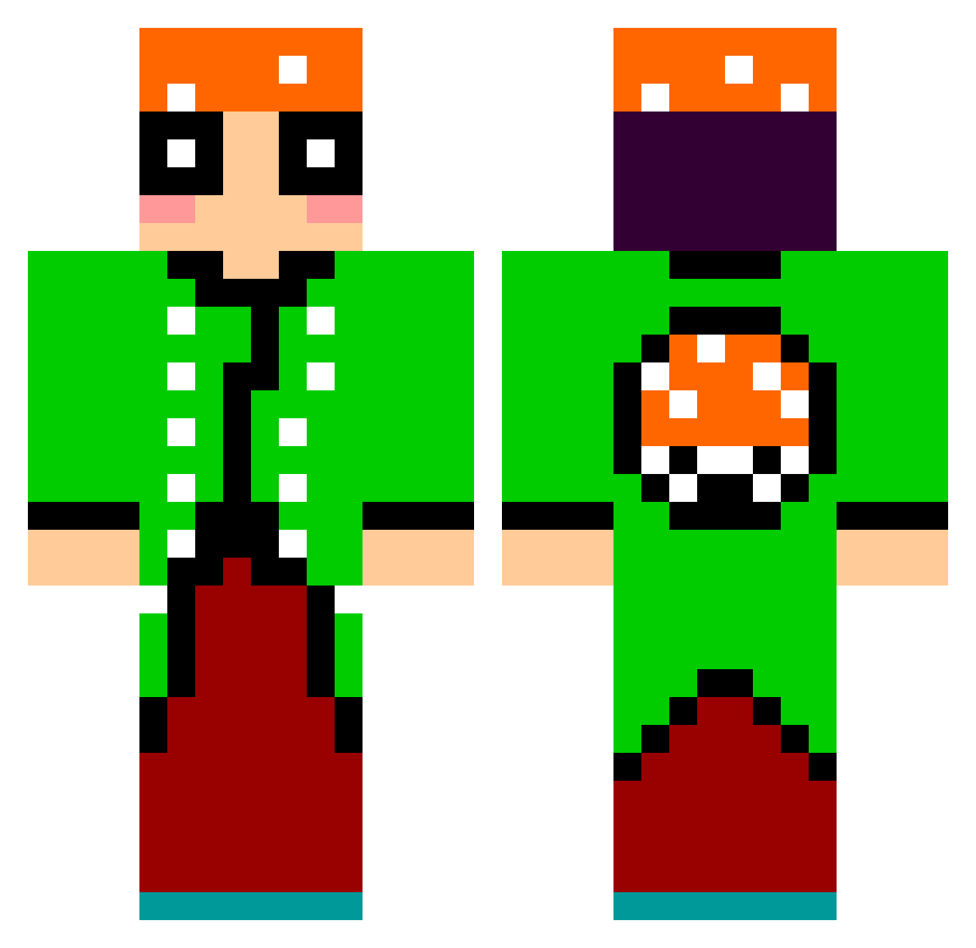 Palmitin Minecraft skin, front and back view