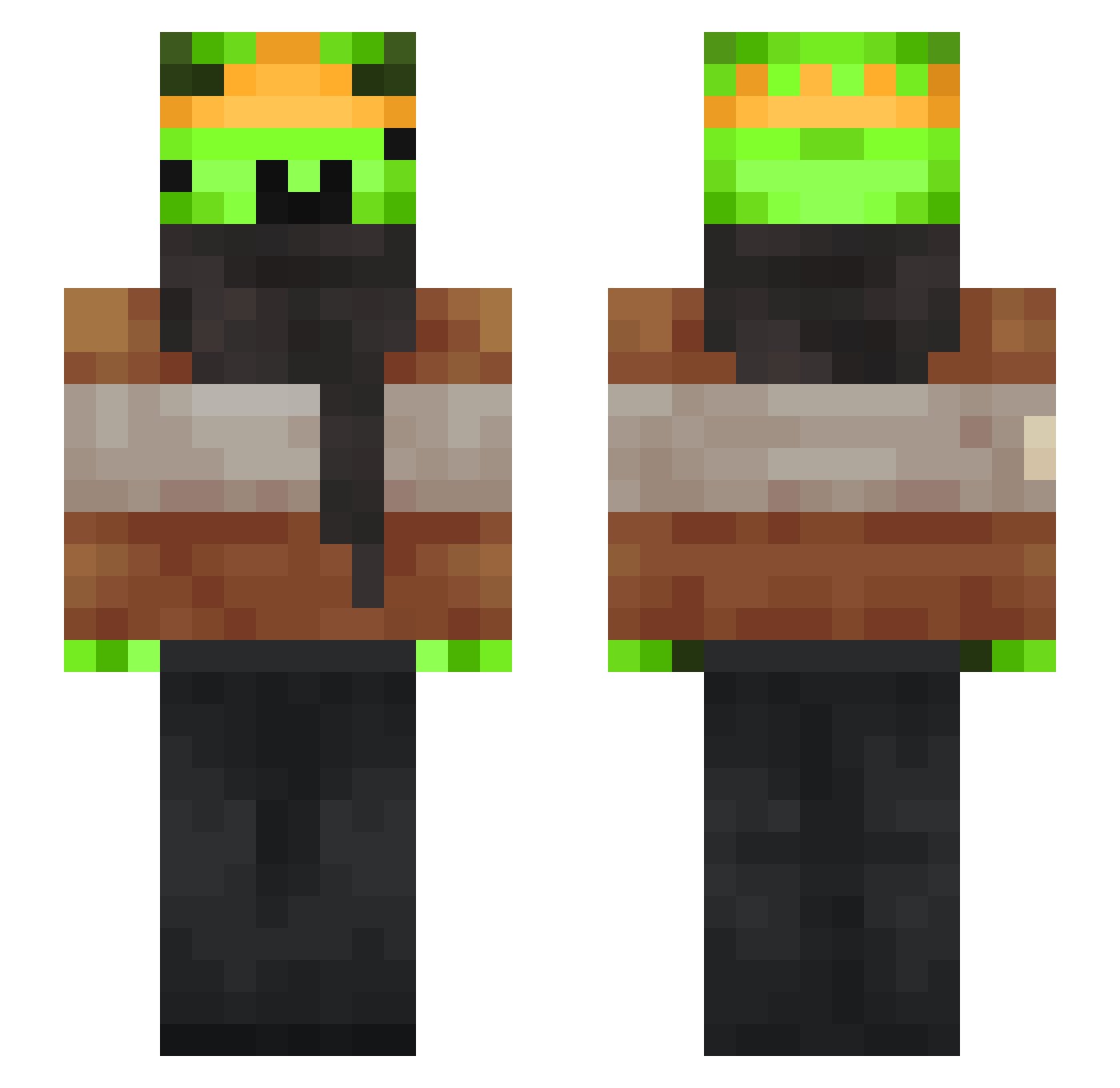0boete Minecraft skin, front and back view