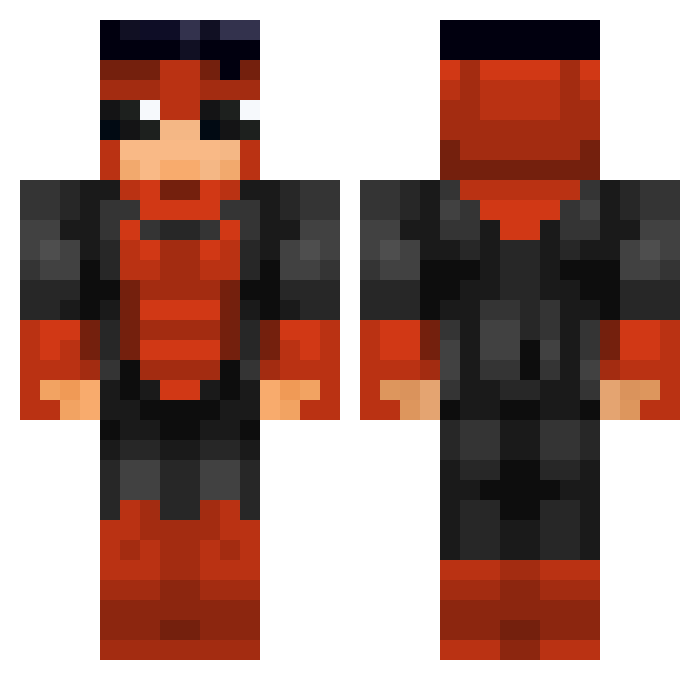 Soragec Minecraft skin, front and back view
