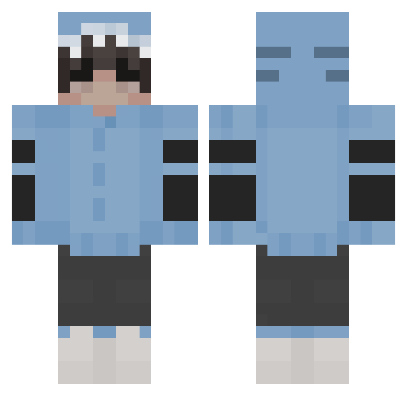 ADB Minecraft skin, front and back view