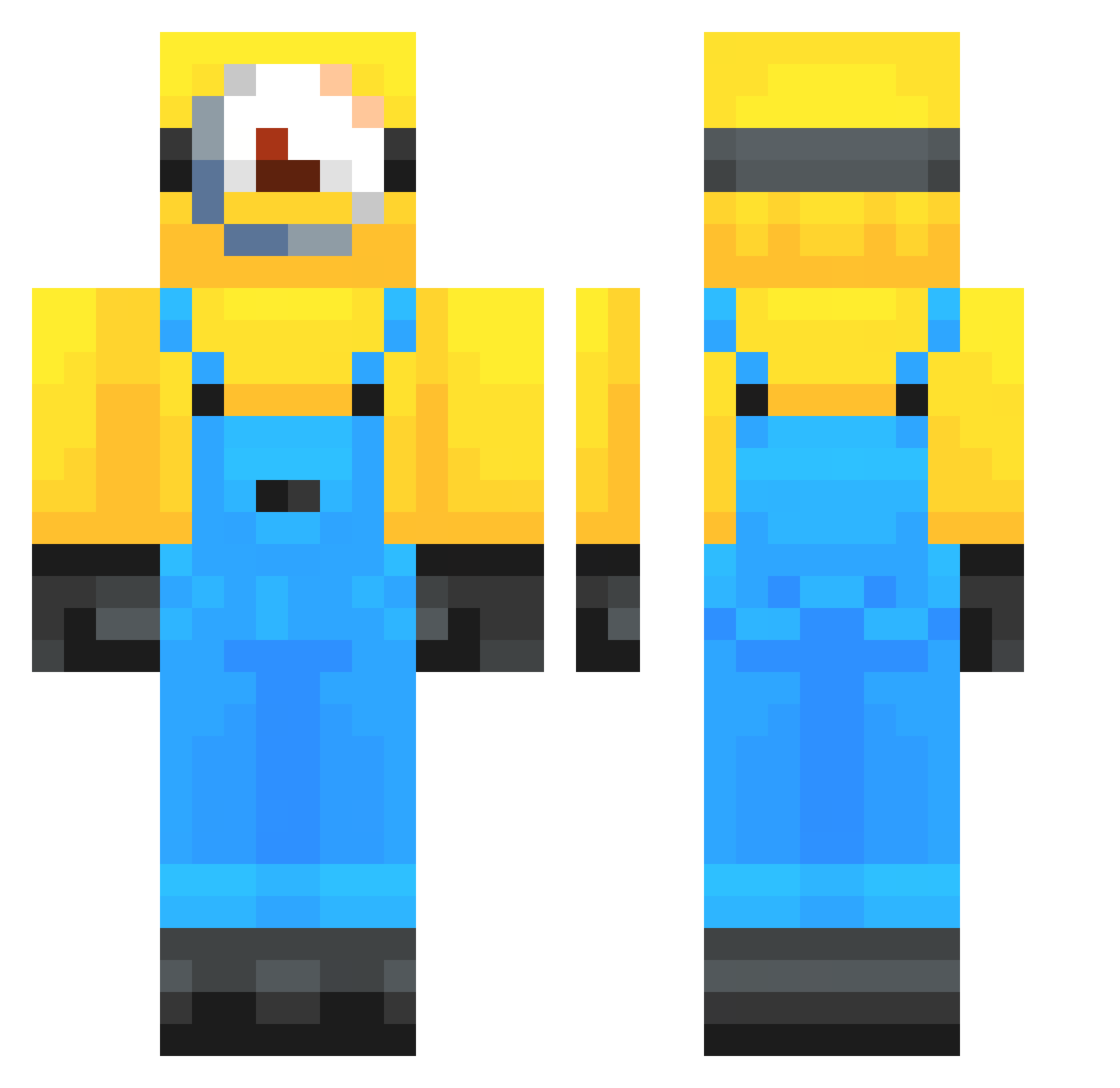 TheBigD8 Minecraft skin, front and back view