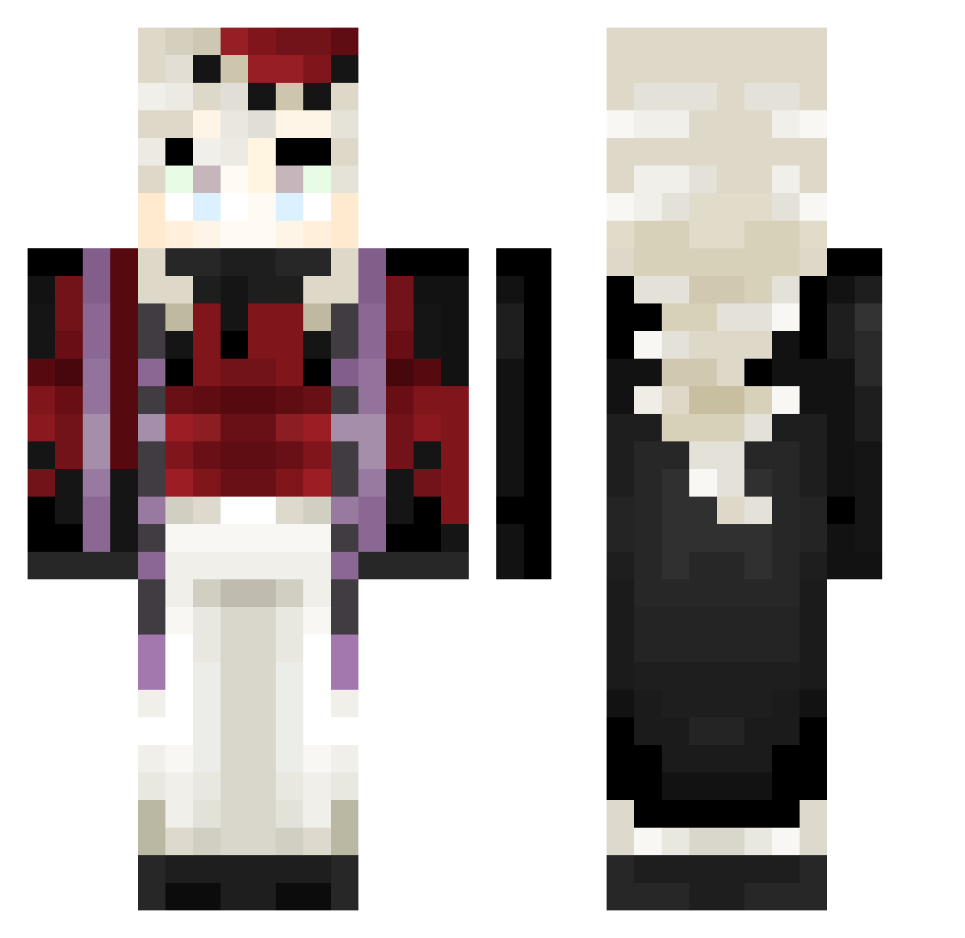 xTomHD Minecraft skin, front and back view