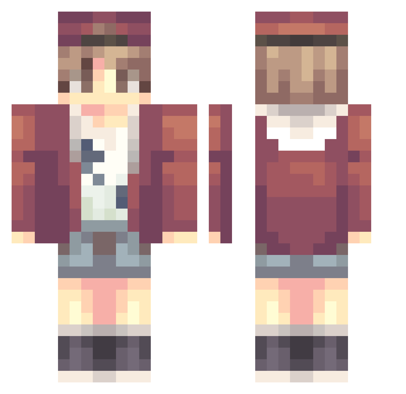 Winterxox Minecraft skin, front and back view