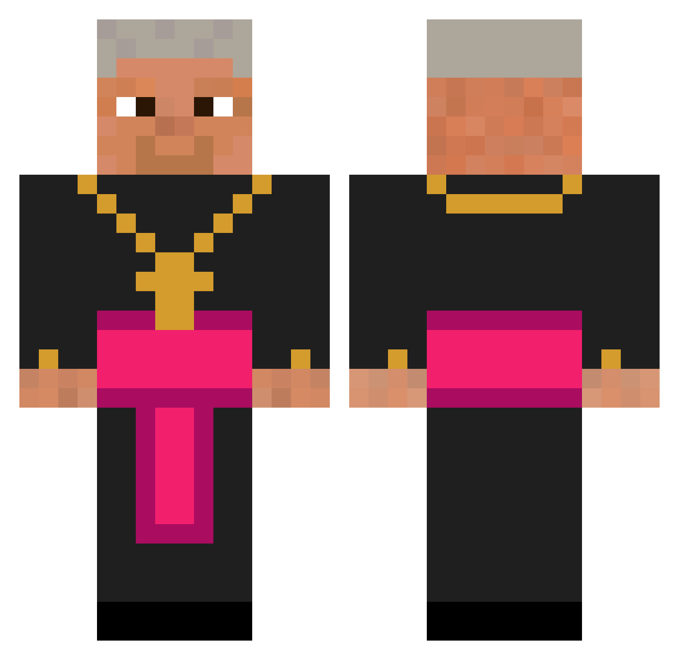 Bischof_Calvin Minecraft skin, front and back view