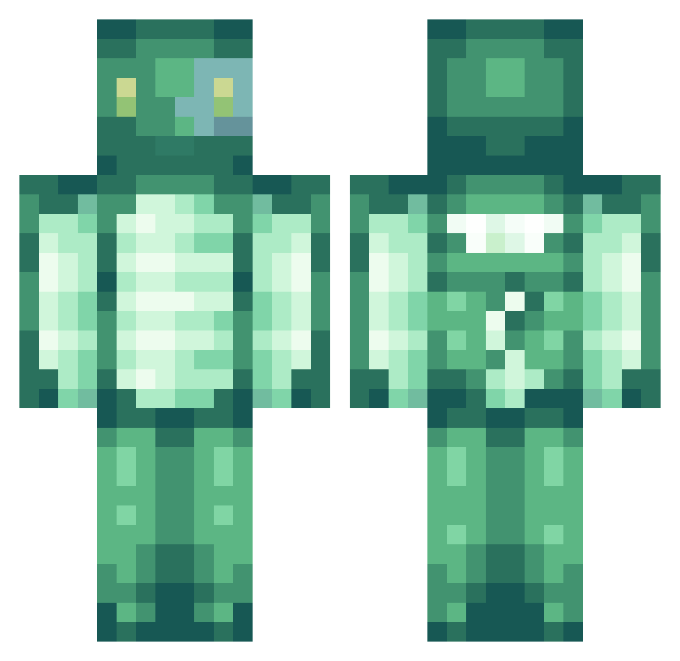 Snail Minecraft skin, front and back view