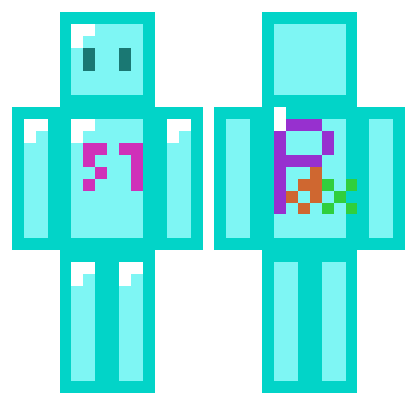 pdx57 Minecraft skin, front and back view