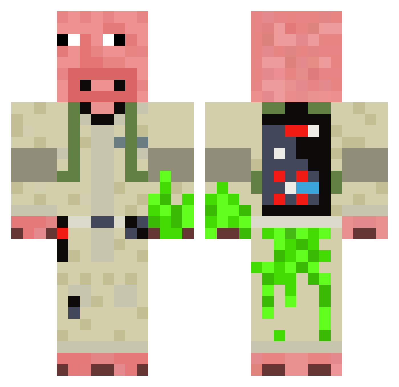 SpiderSeal Minecraft skin, front and back view