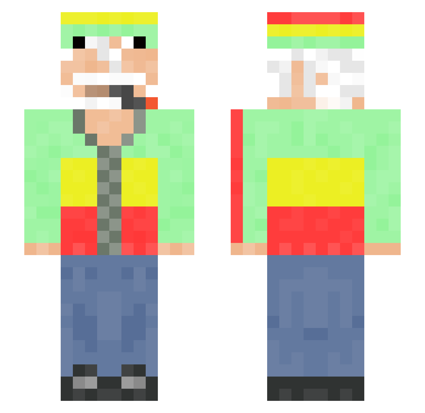 Bourut Minecraft skin, front and back view