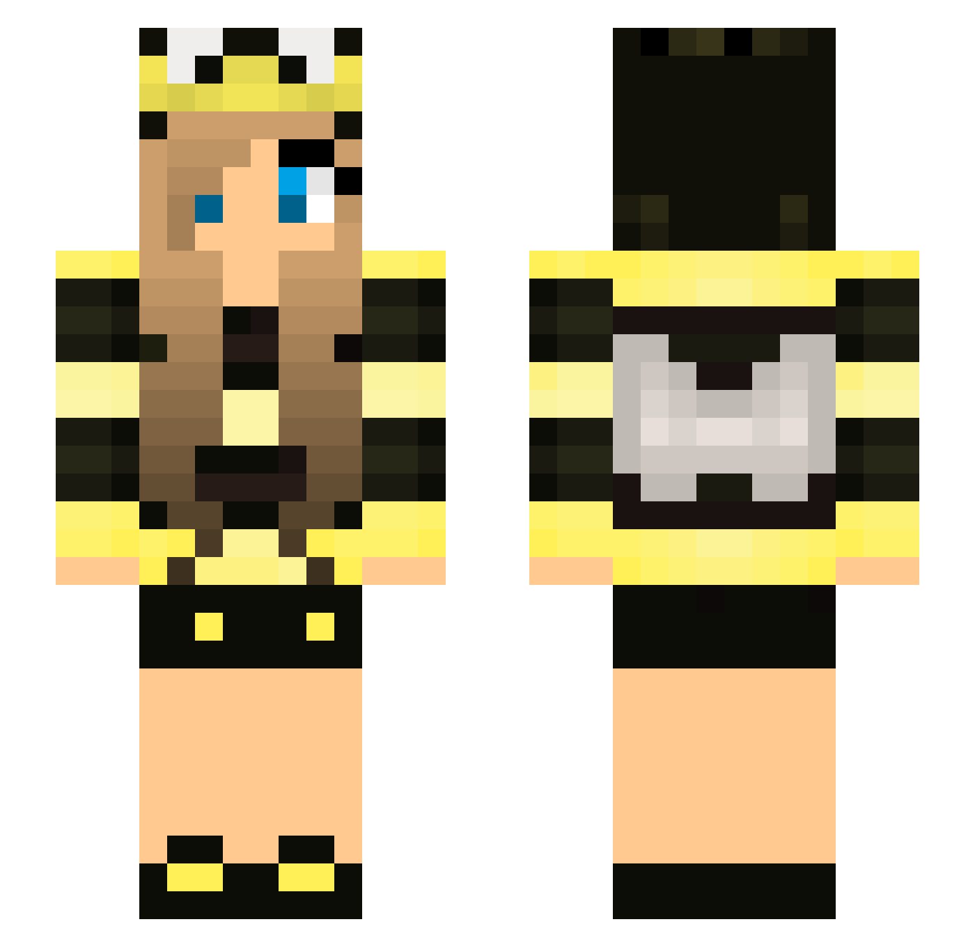 Bee Minecraft skin, front and back view