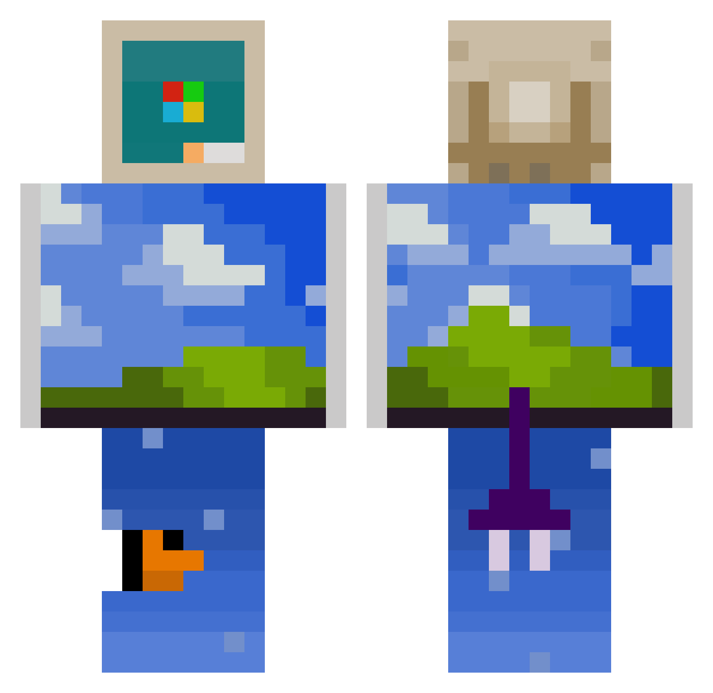 fuwtp Minecraft skin, front and back view