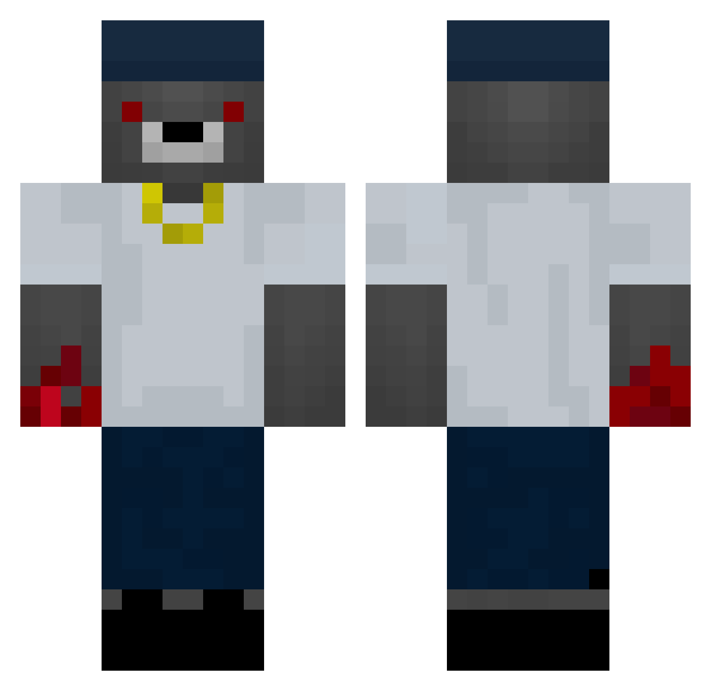 Repathed Minecraft skin, front and back view