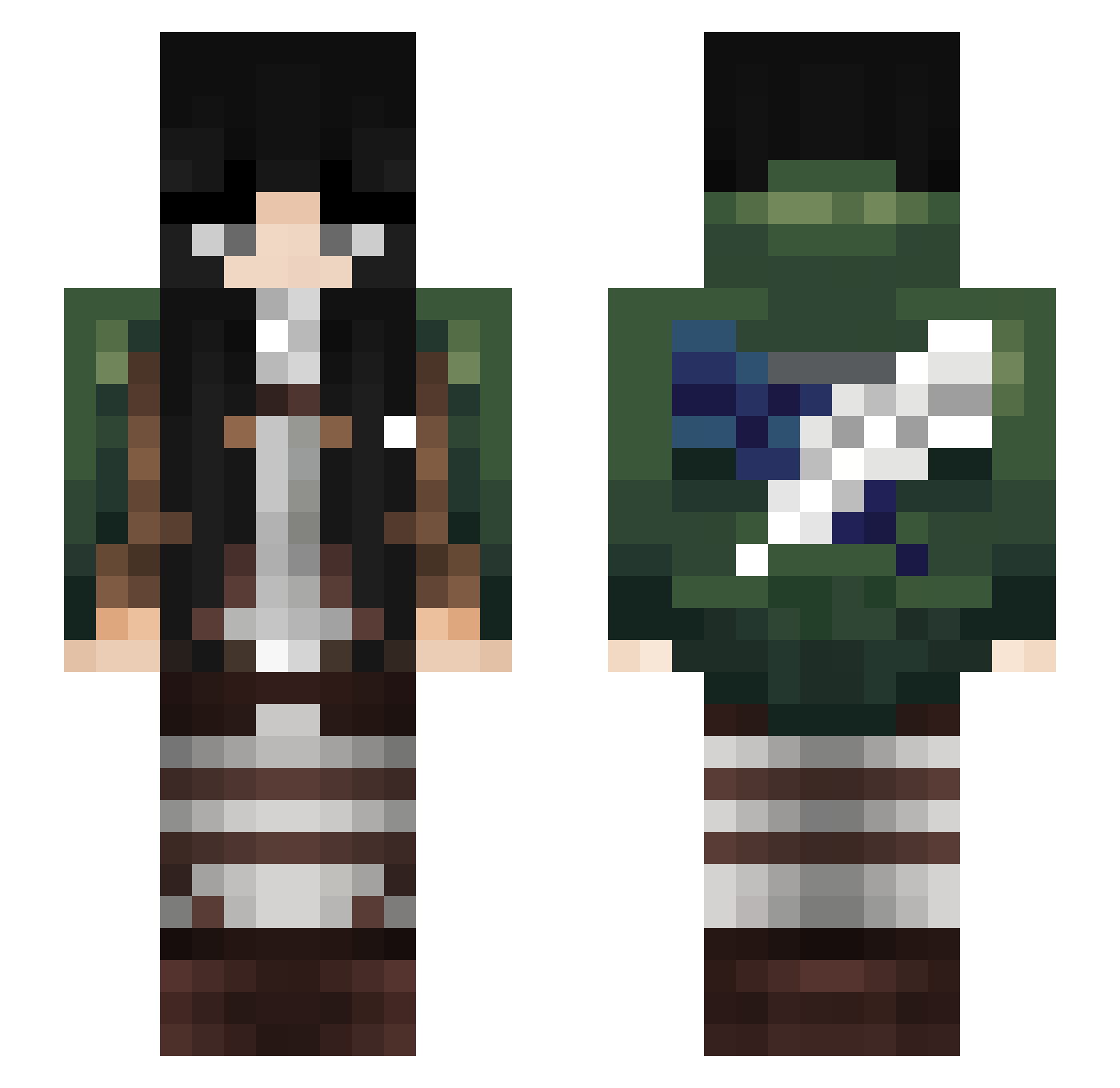 ManLikeTekoh Minecraft skin, front and back view