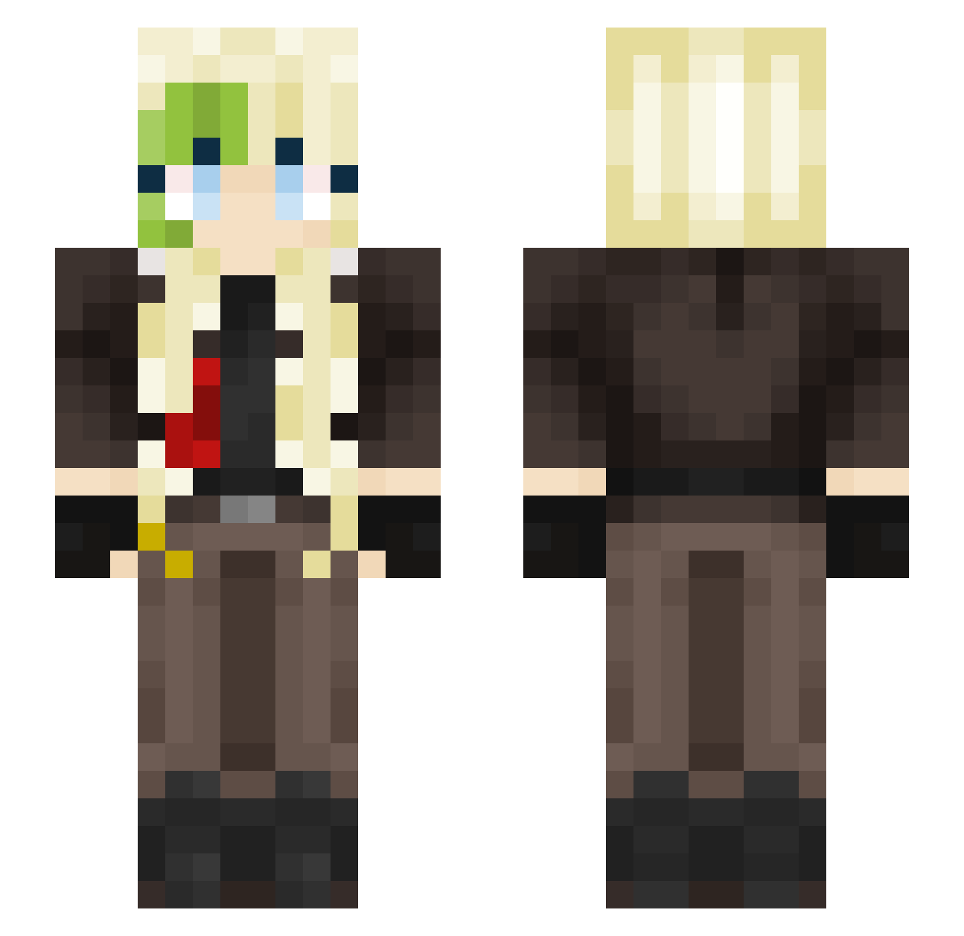 Puppe Minecraft skin, front and back view