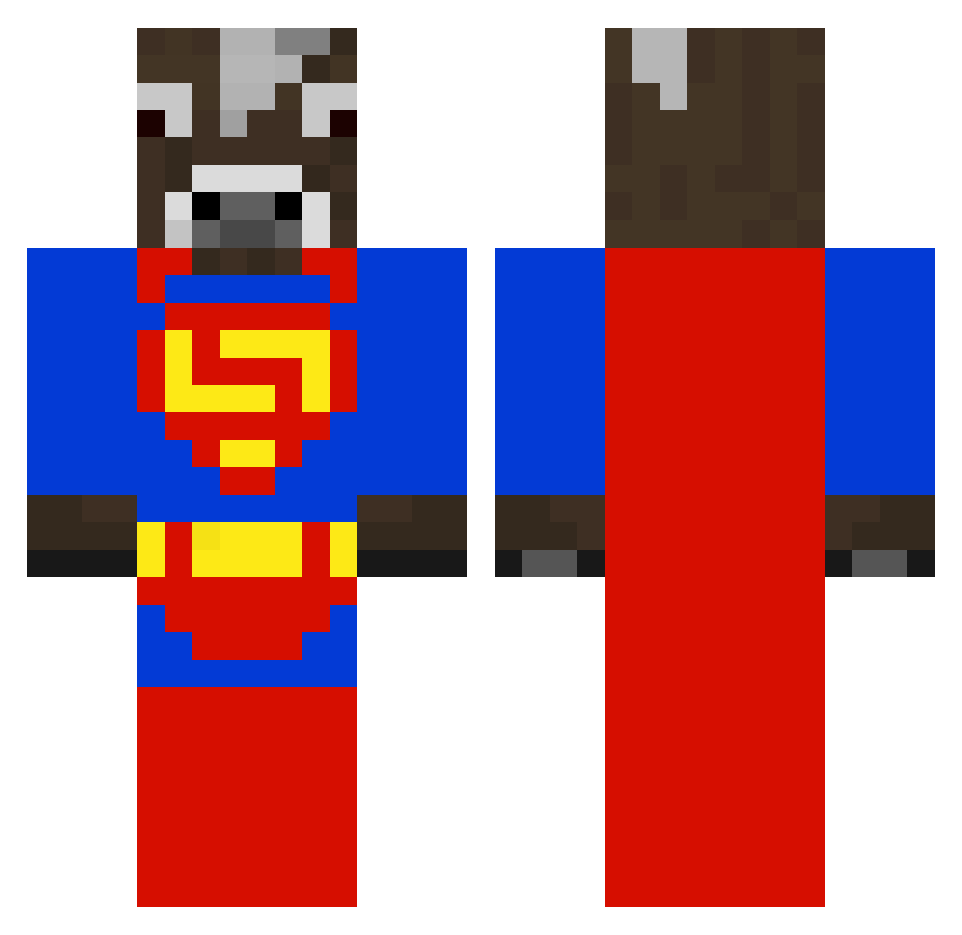JuhnuS Minecraft skin, front and back view