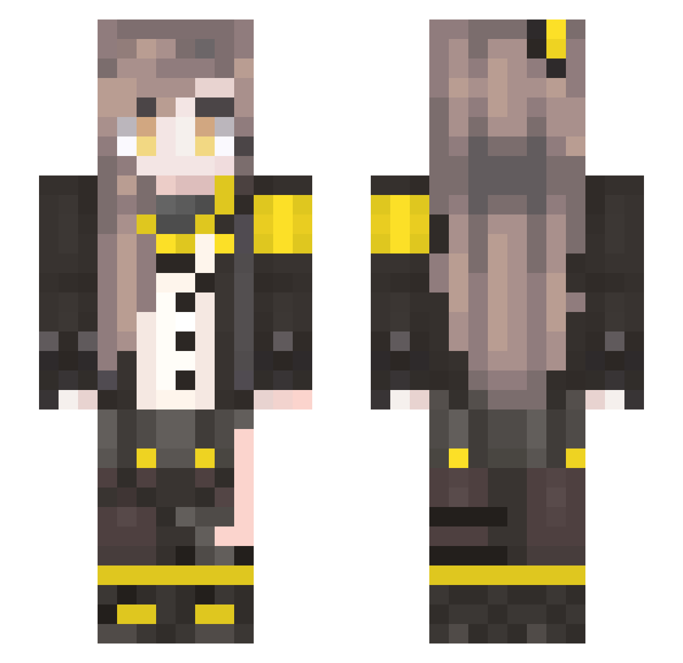 Ravolin Minecraft skin, front and back view