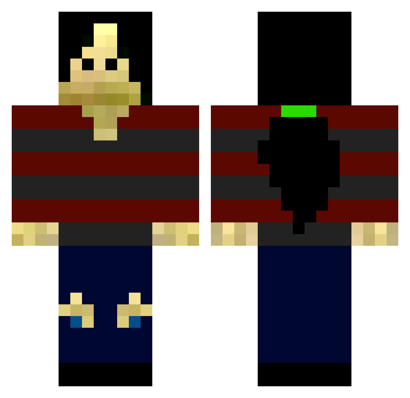 bacula Minecraft skin, front and back view