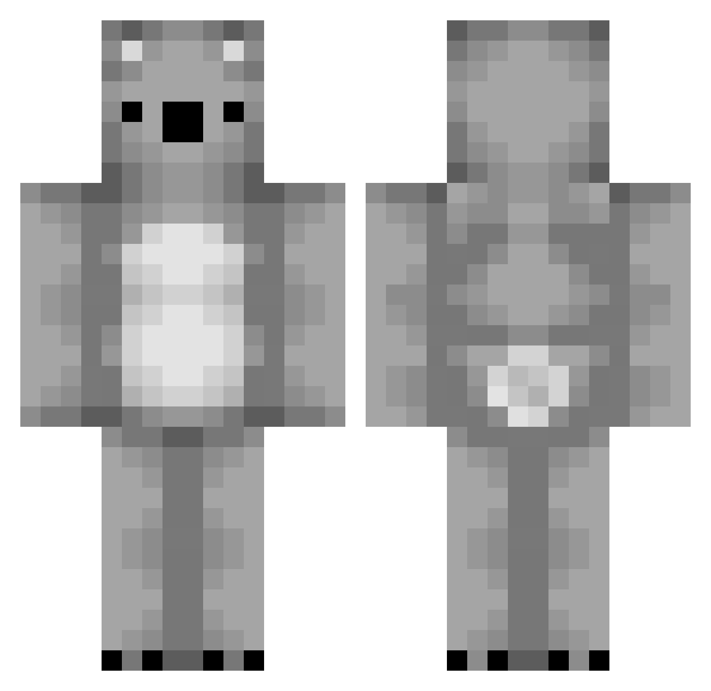 ZZGuest Minecraft skin, front and back view