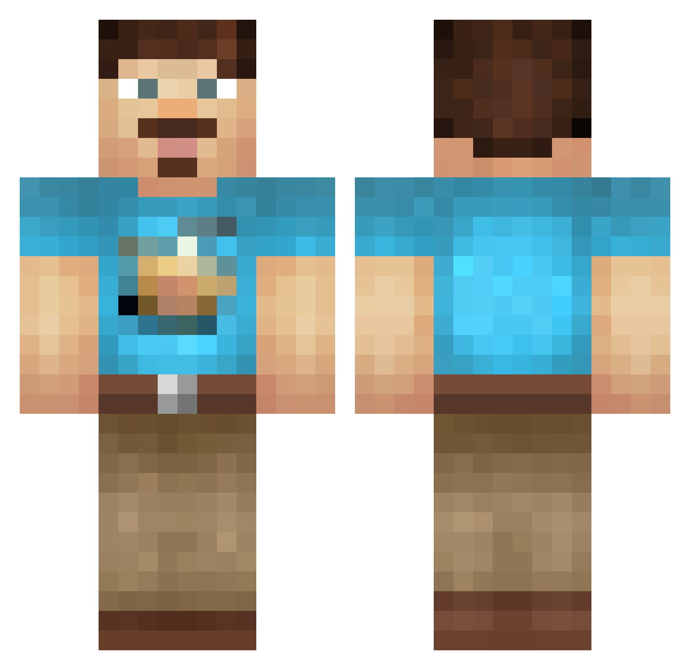 DrunkDwarf Minecraft skin, front and back view