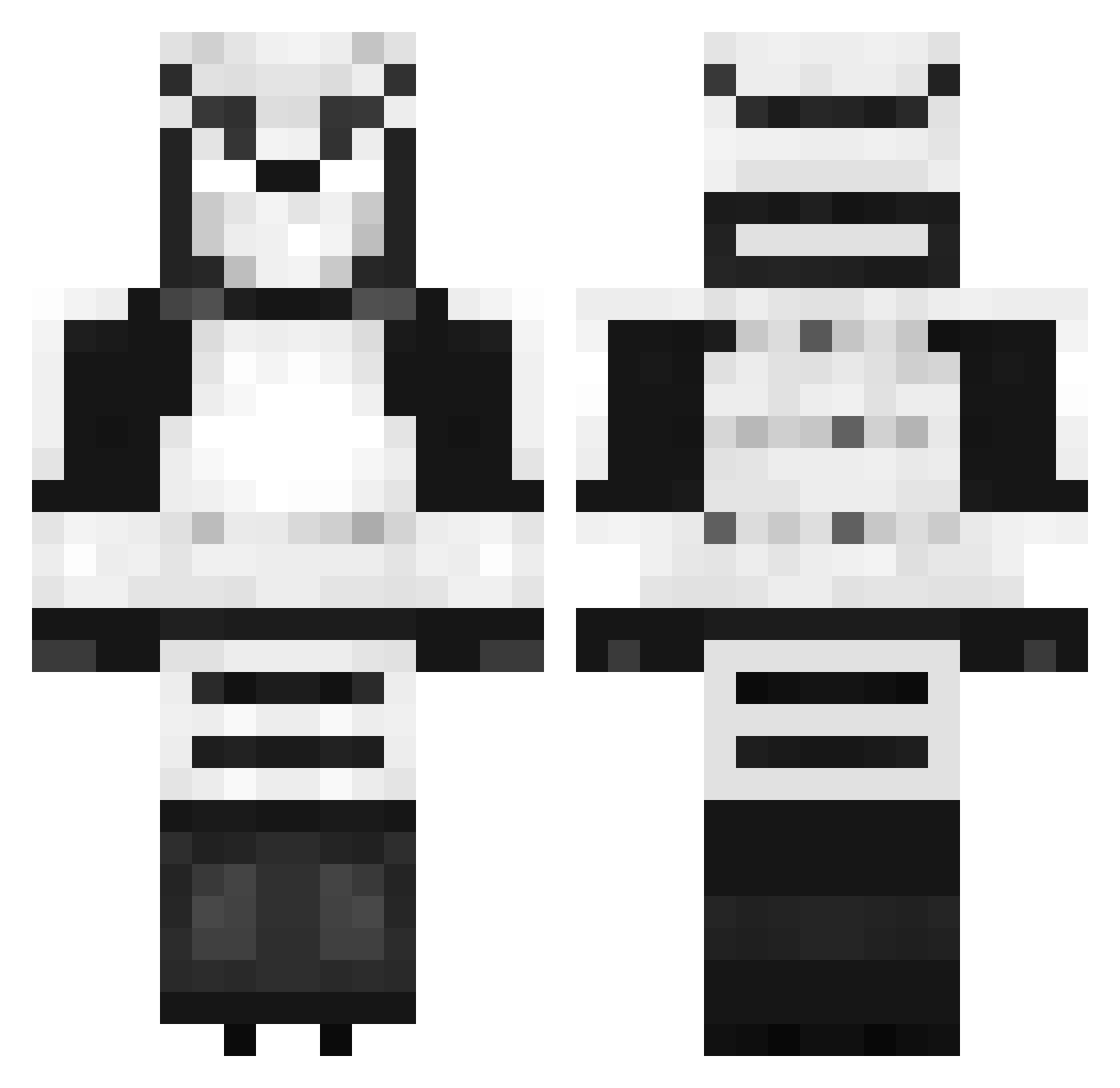 uncalm Minecraft skin, front and back view