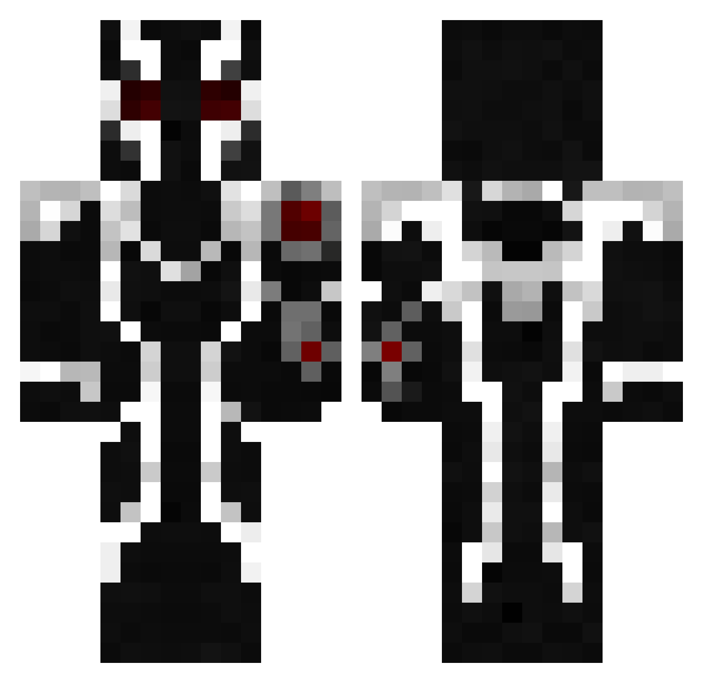 bchex Minecraft skin, front and back view