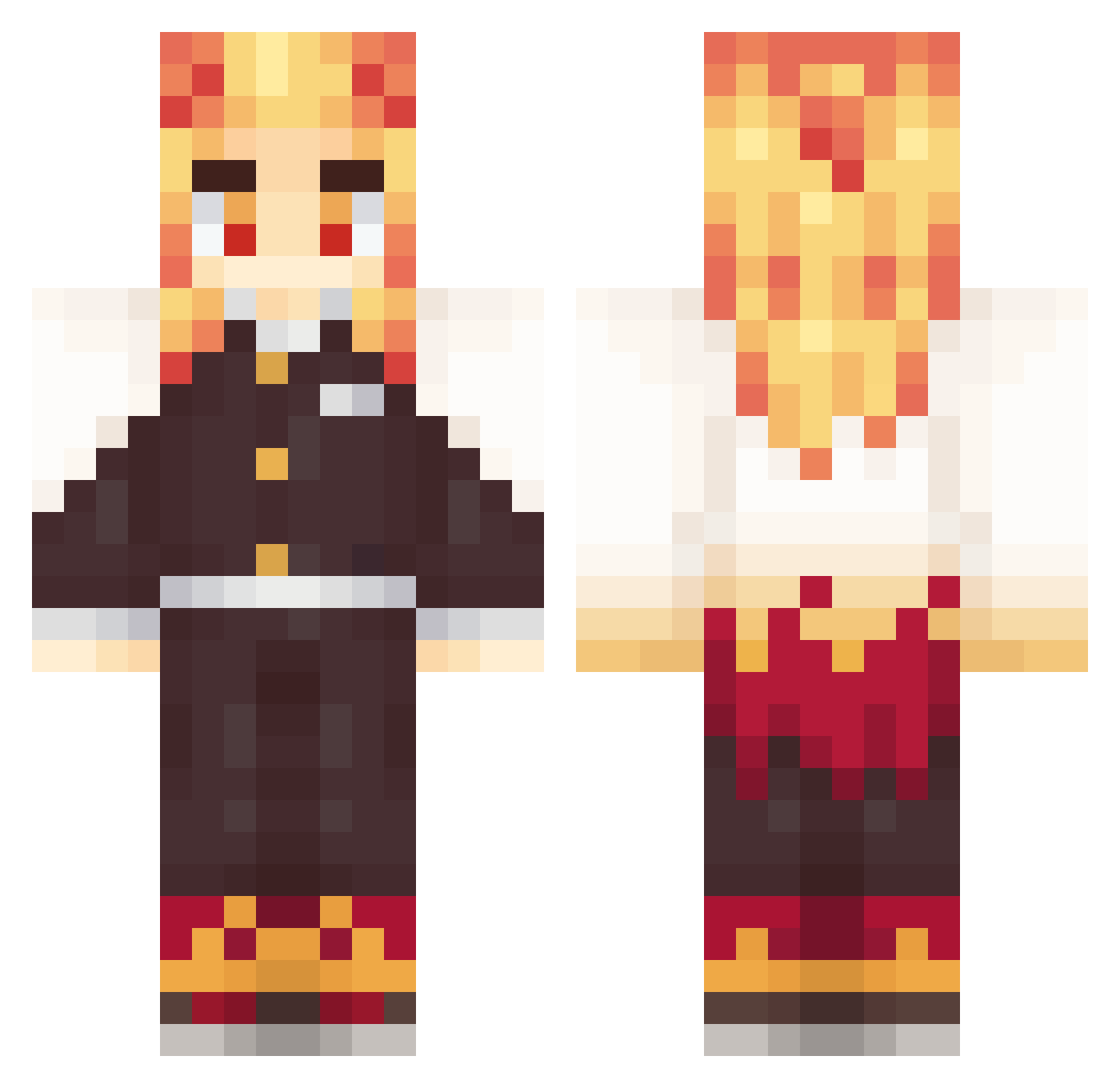 yAkameee Minecraft skin, front and back view