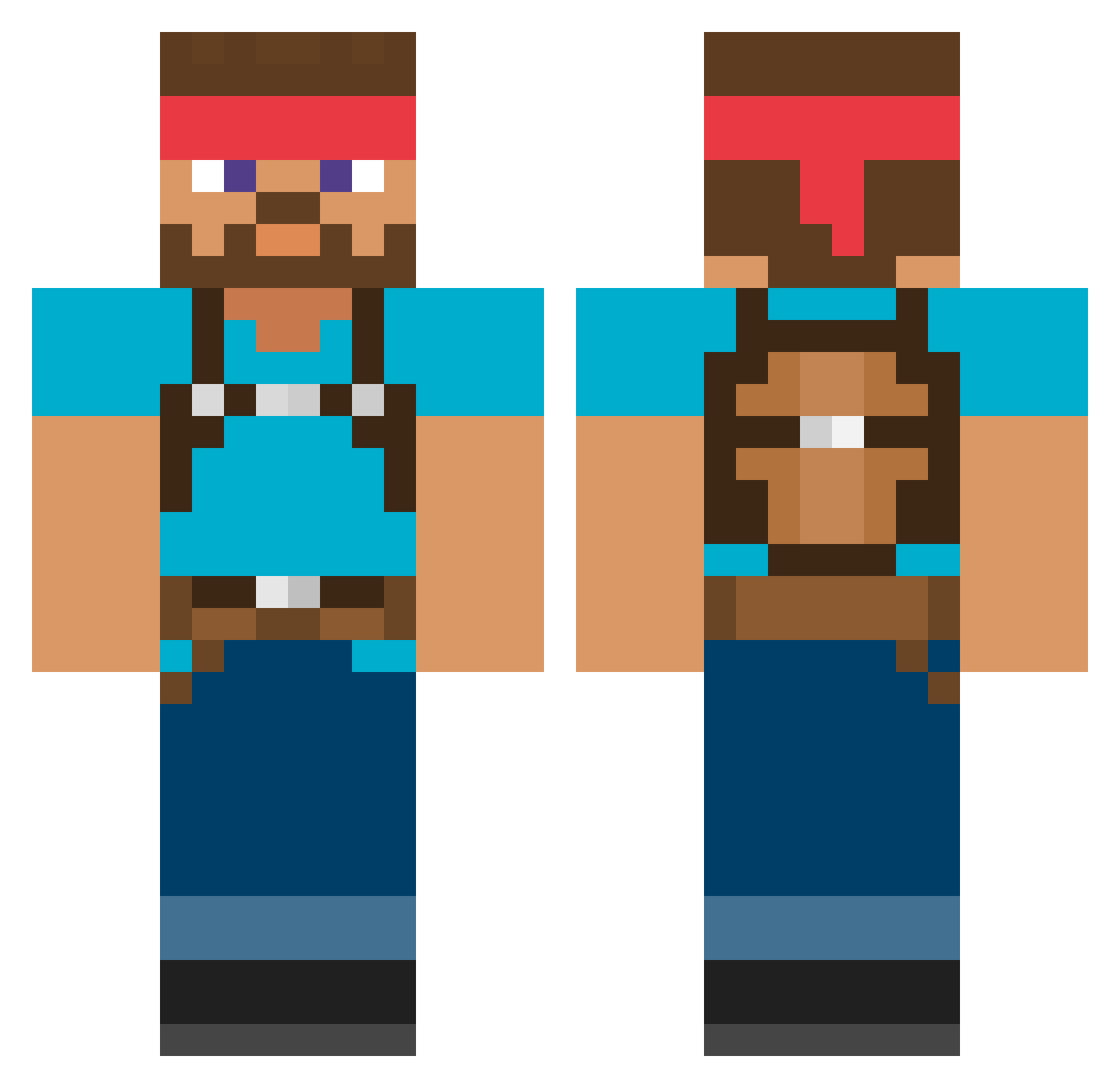 MrDay Minecraft skin, front and back view