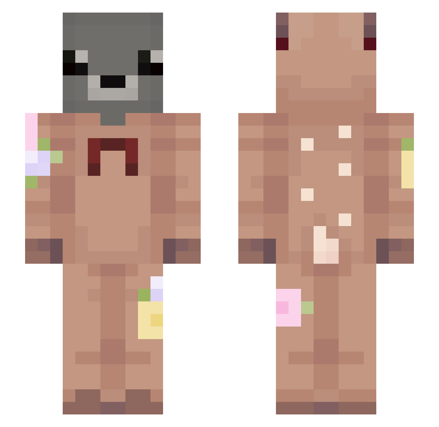 nvuz Minecraft skin, front and back view