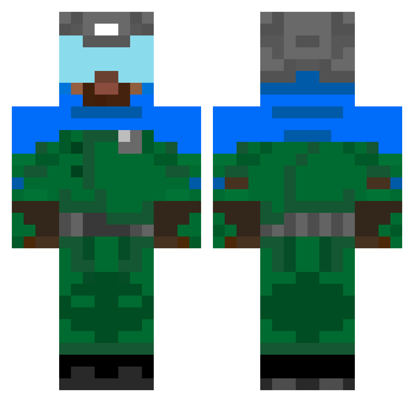 Frookey Minecraft skin, front and back view