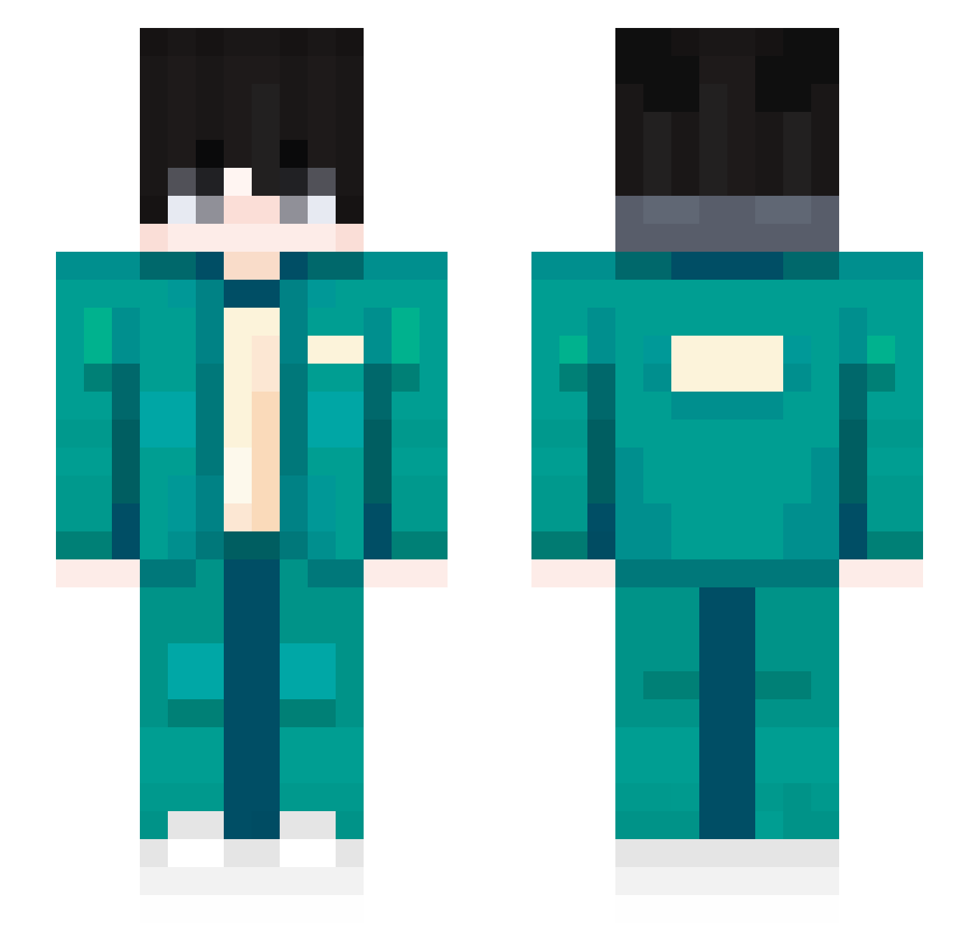 fegax Minecraft skin, front and back view