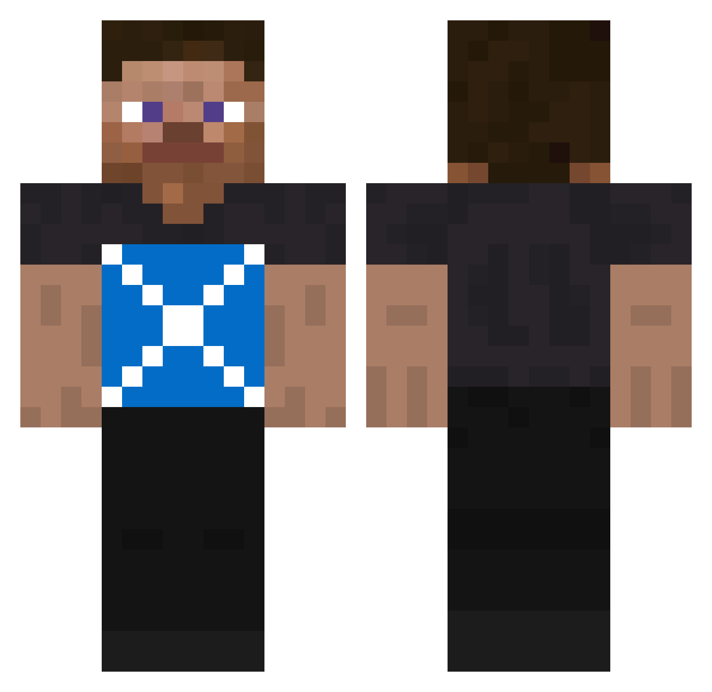 StasTeek Minecraft skin, front and back view