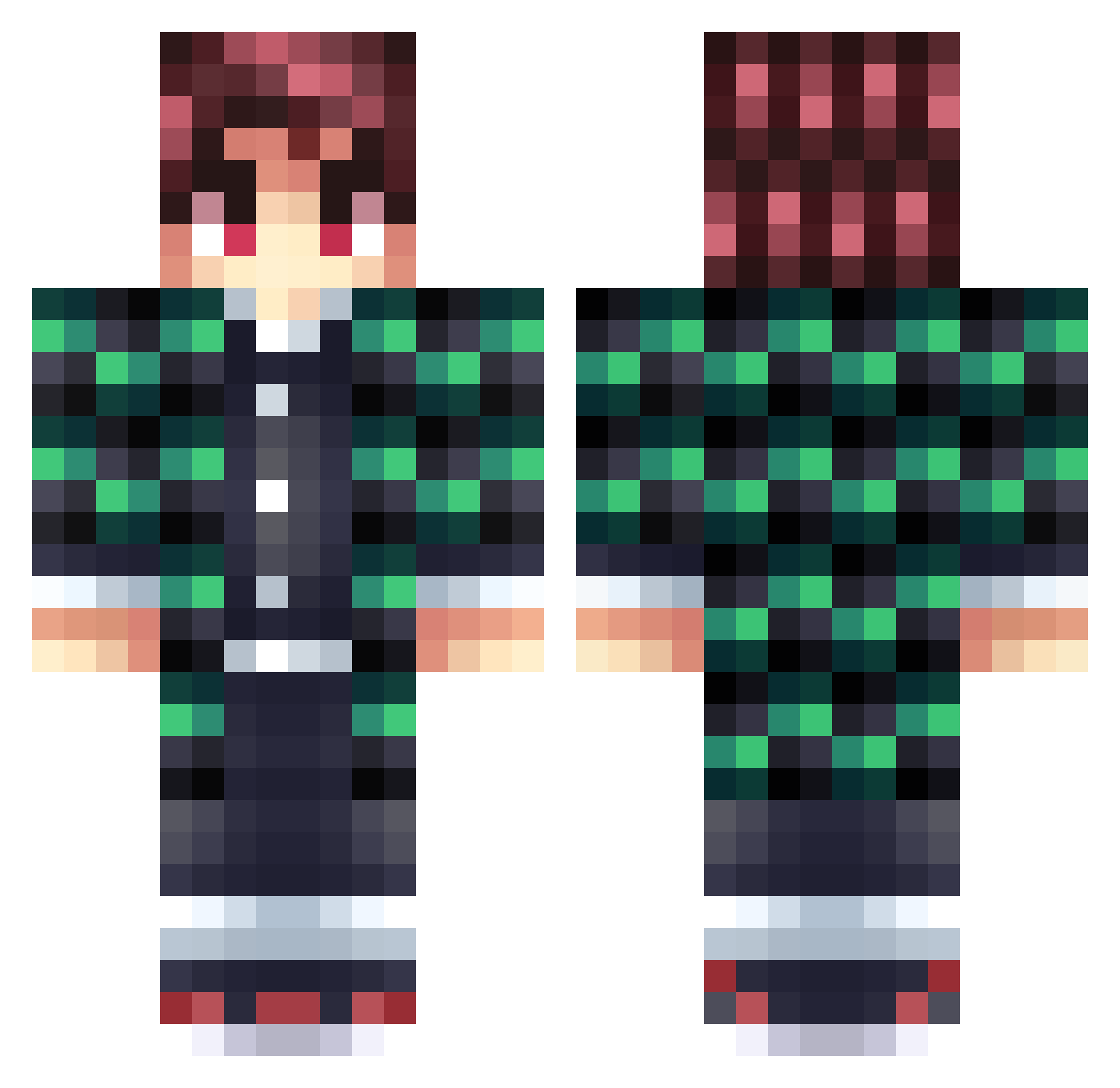Tanjiro_30 Minecraft skin, front and back view
