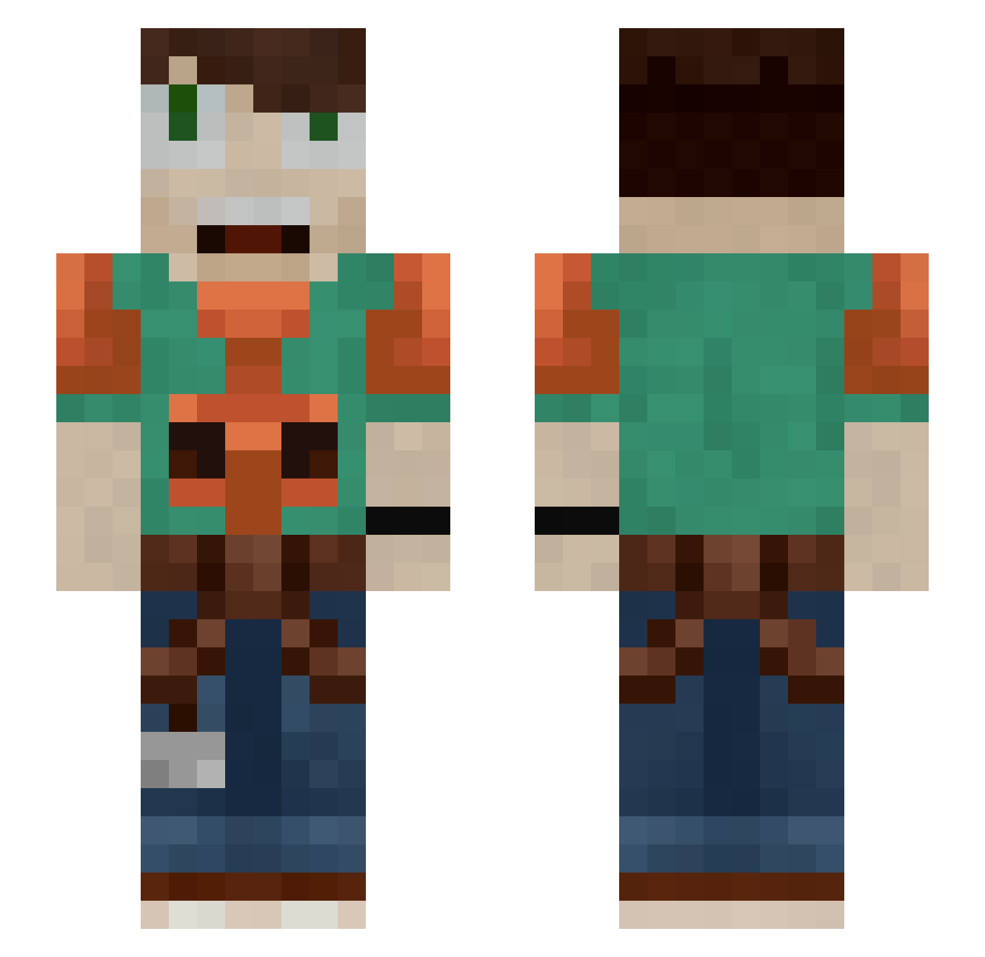 CreepsterST Minecraft skin, front and back view
