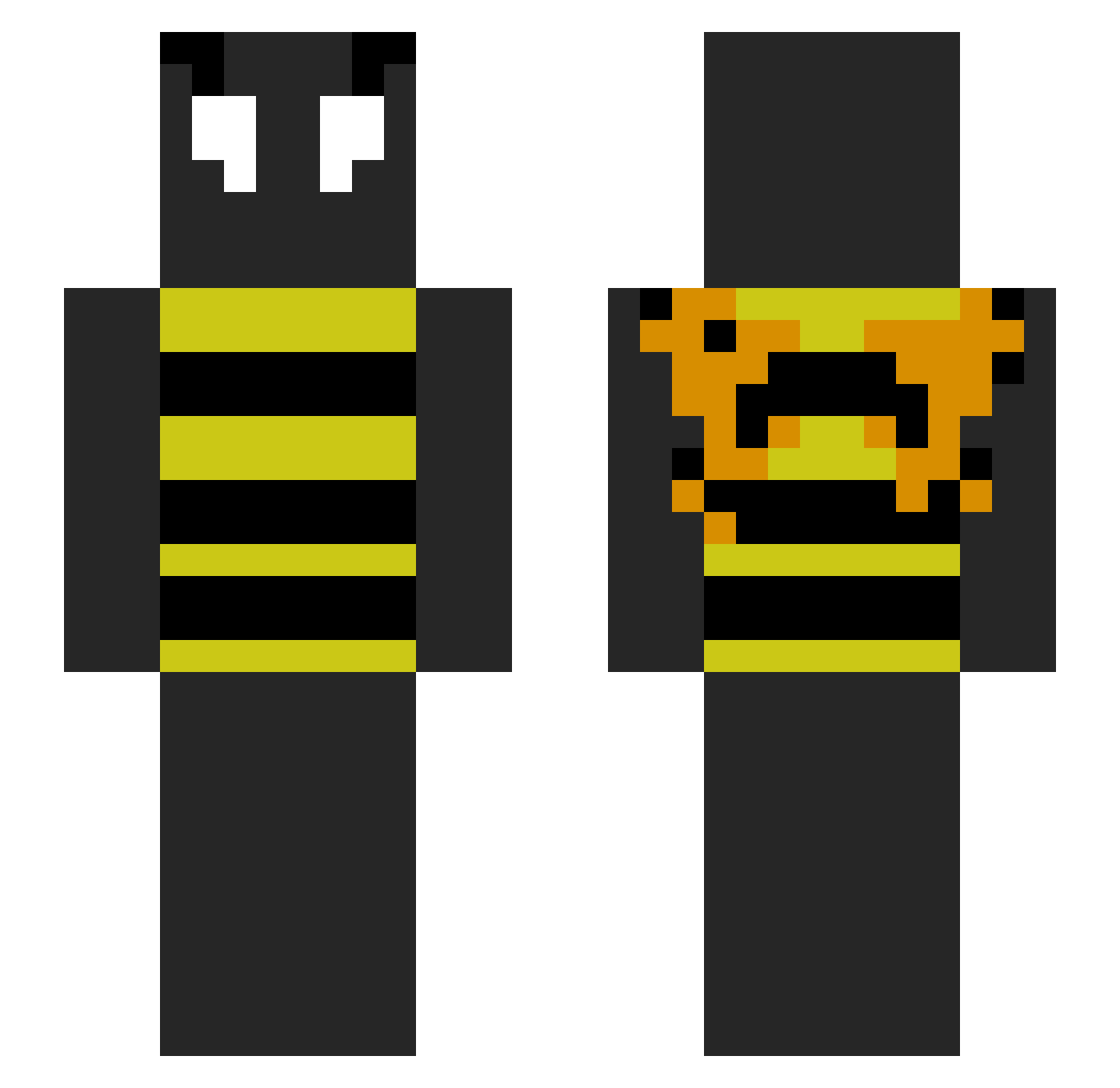 Dewfears Minecraft skin, front and back view