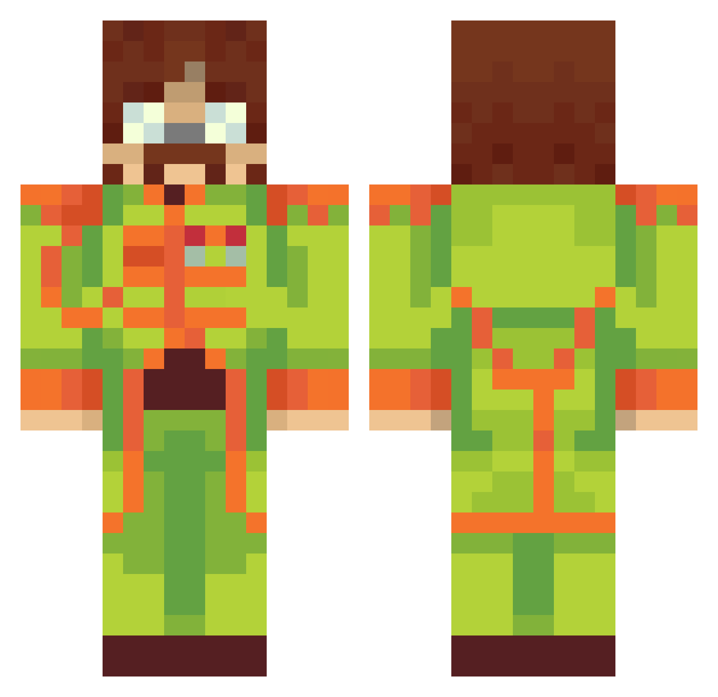 Tech2 Minecraft skin, front and back view