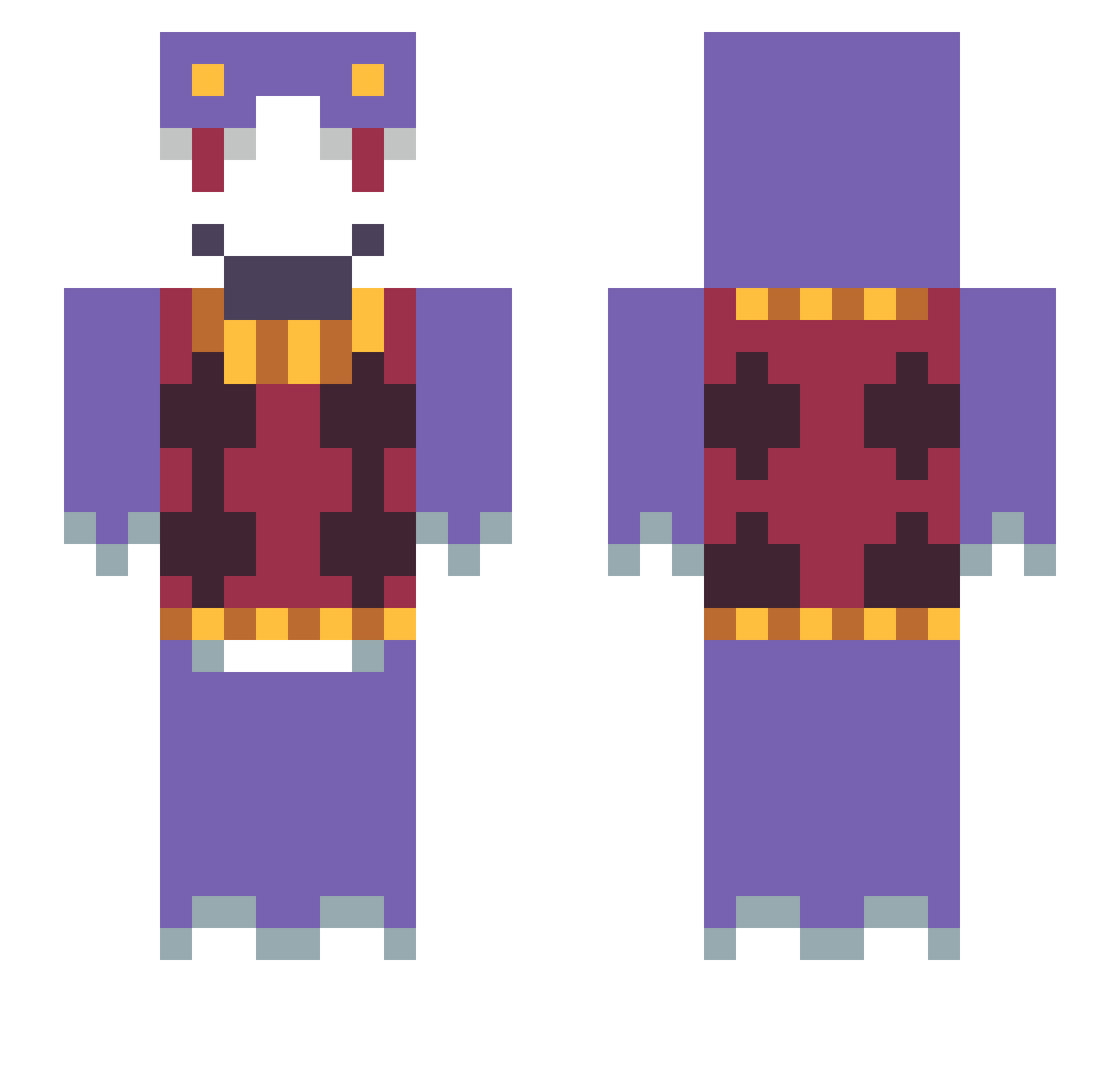 pyvc Minecraft skin, front and back view