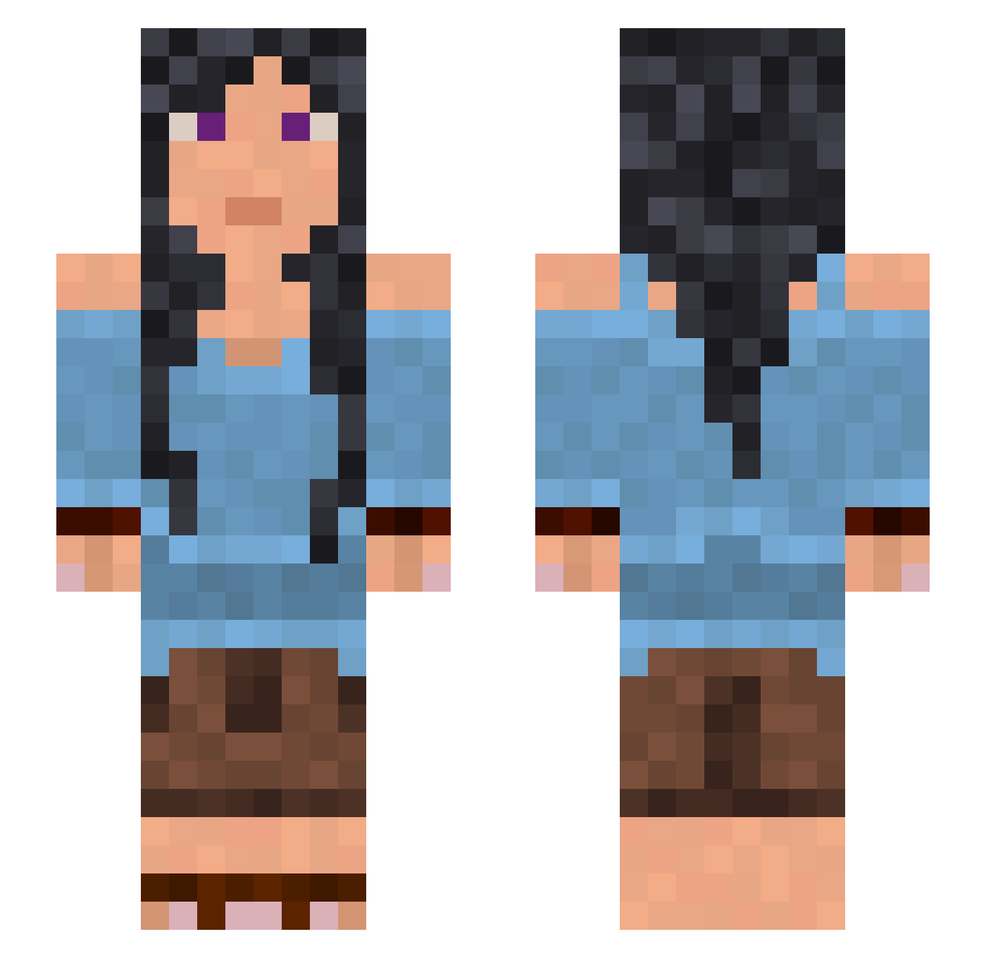Aada_Toivo Minecraft skin, front and back view
