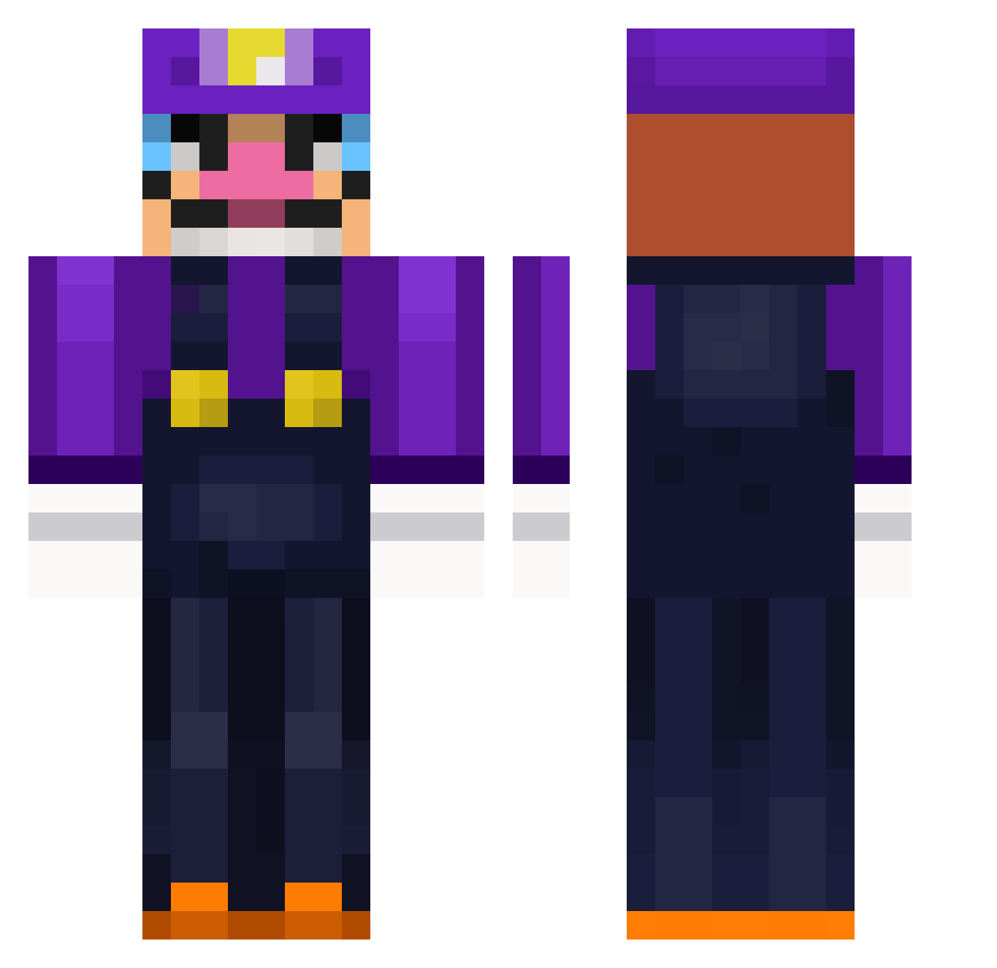PimpEmperor Minecraft skin, front and back view