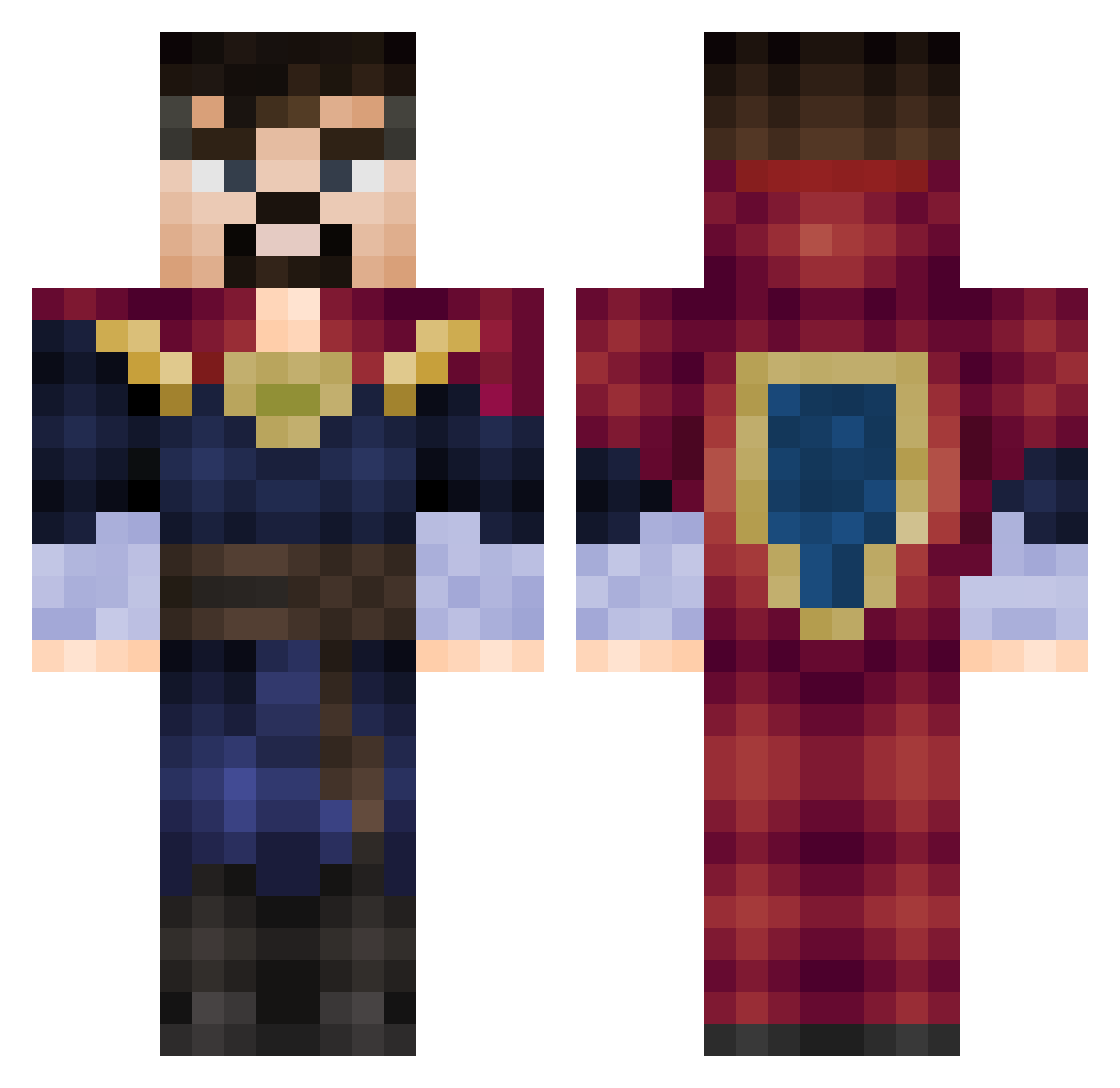 Dr_Str4ng3 Minecraft skin, front and back view