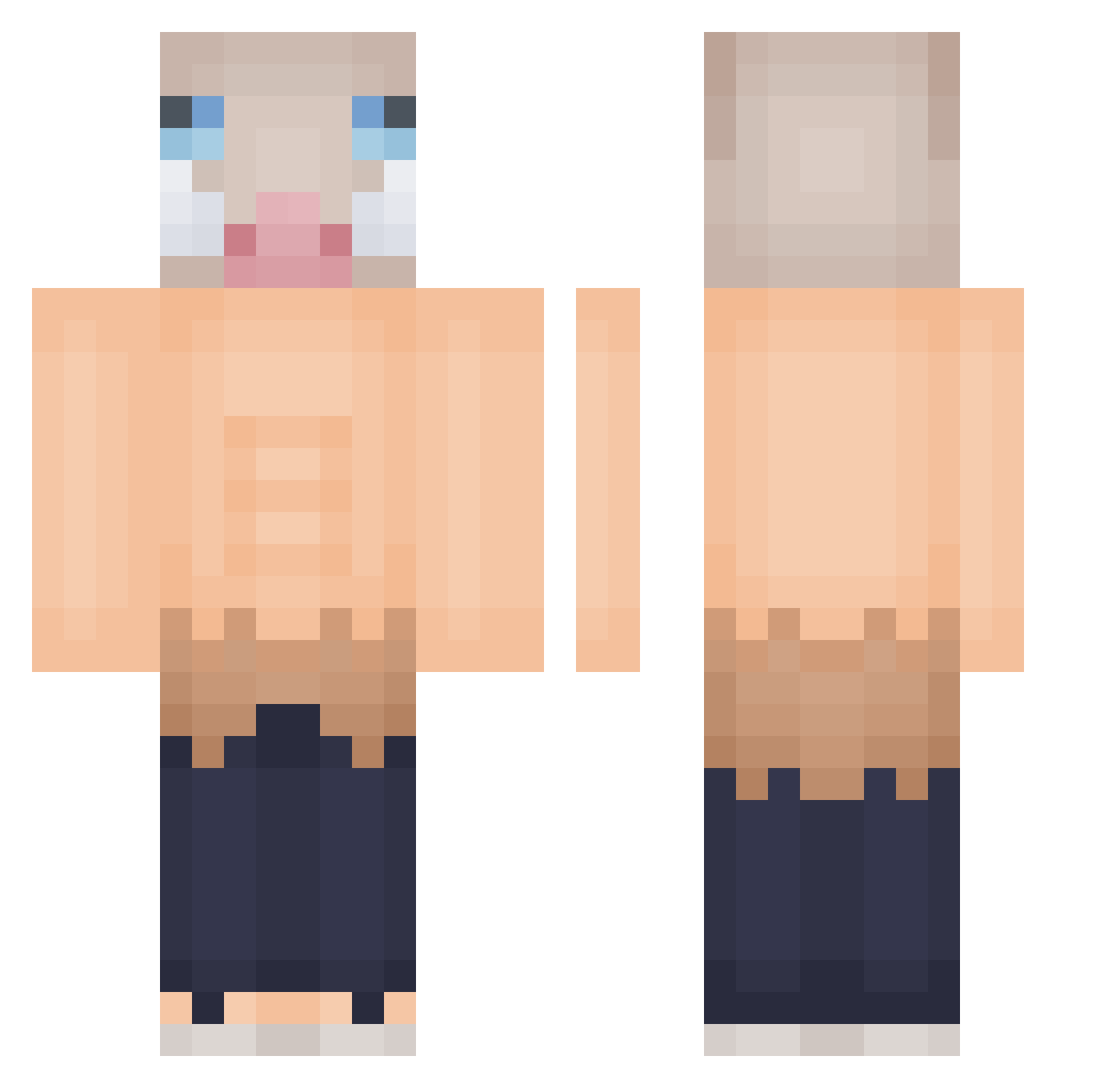 MeDaOne Minecraft skin, front and back view