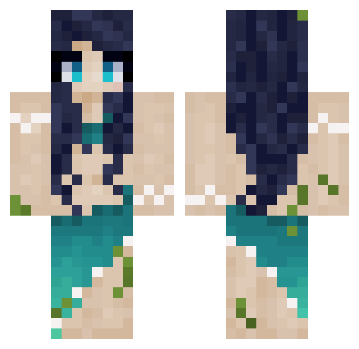 OrganSlushy Minecraft skin, front and back view