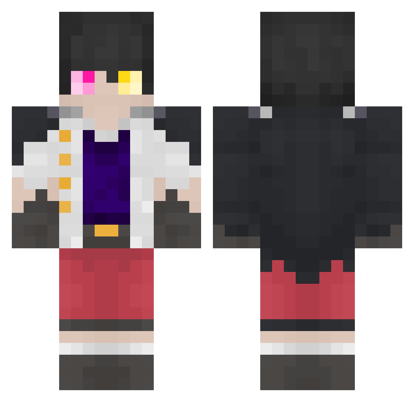 DirtyMadness Minecraft skin, front and back view
