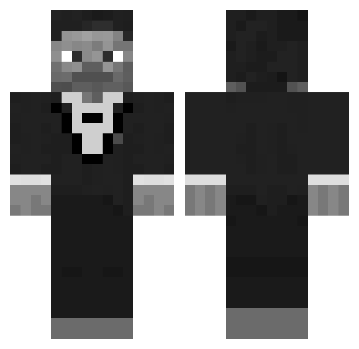 Vortux Minecraft skin, front and back view