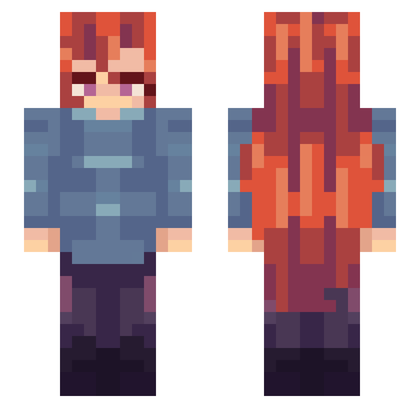 Qlipha Minecraft skin, front and back view