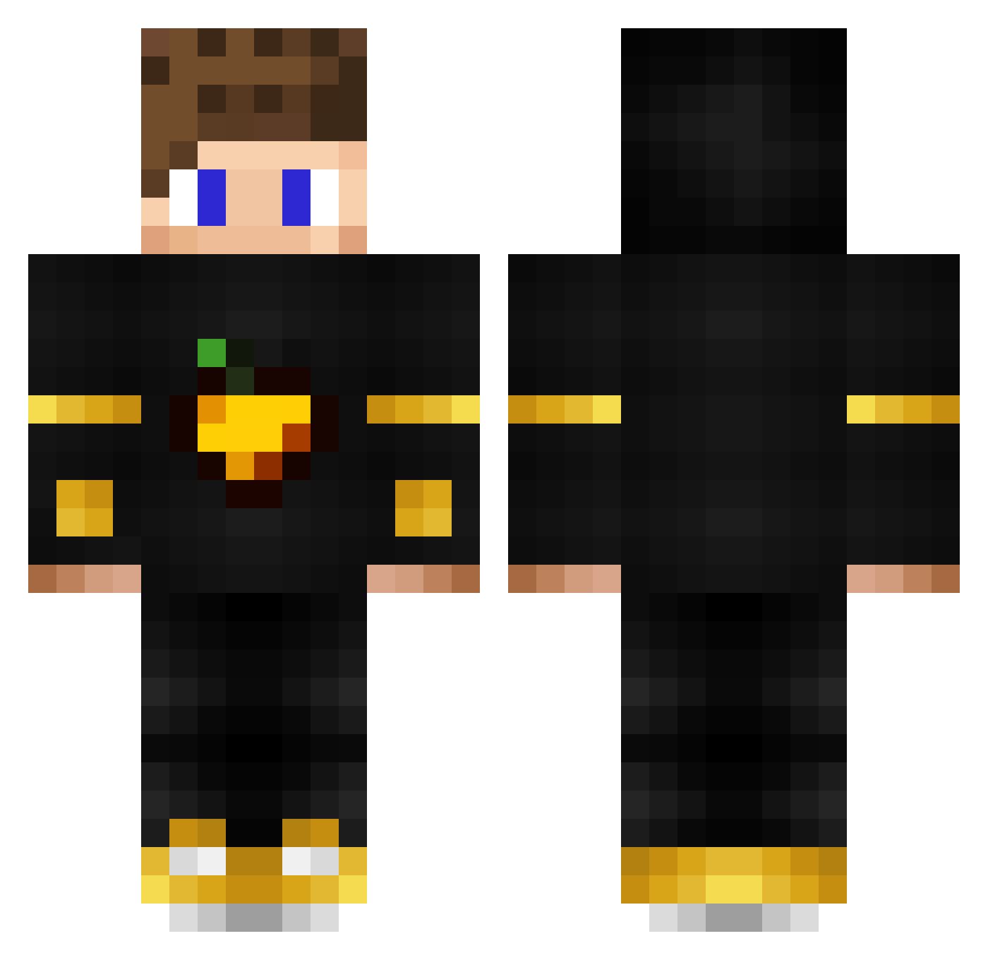 Black_Penguin_ Minecraft skin, front and back view