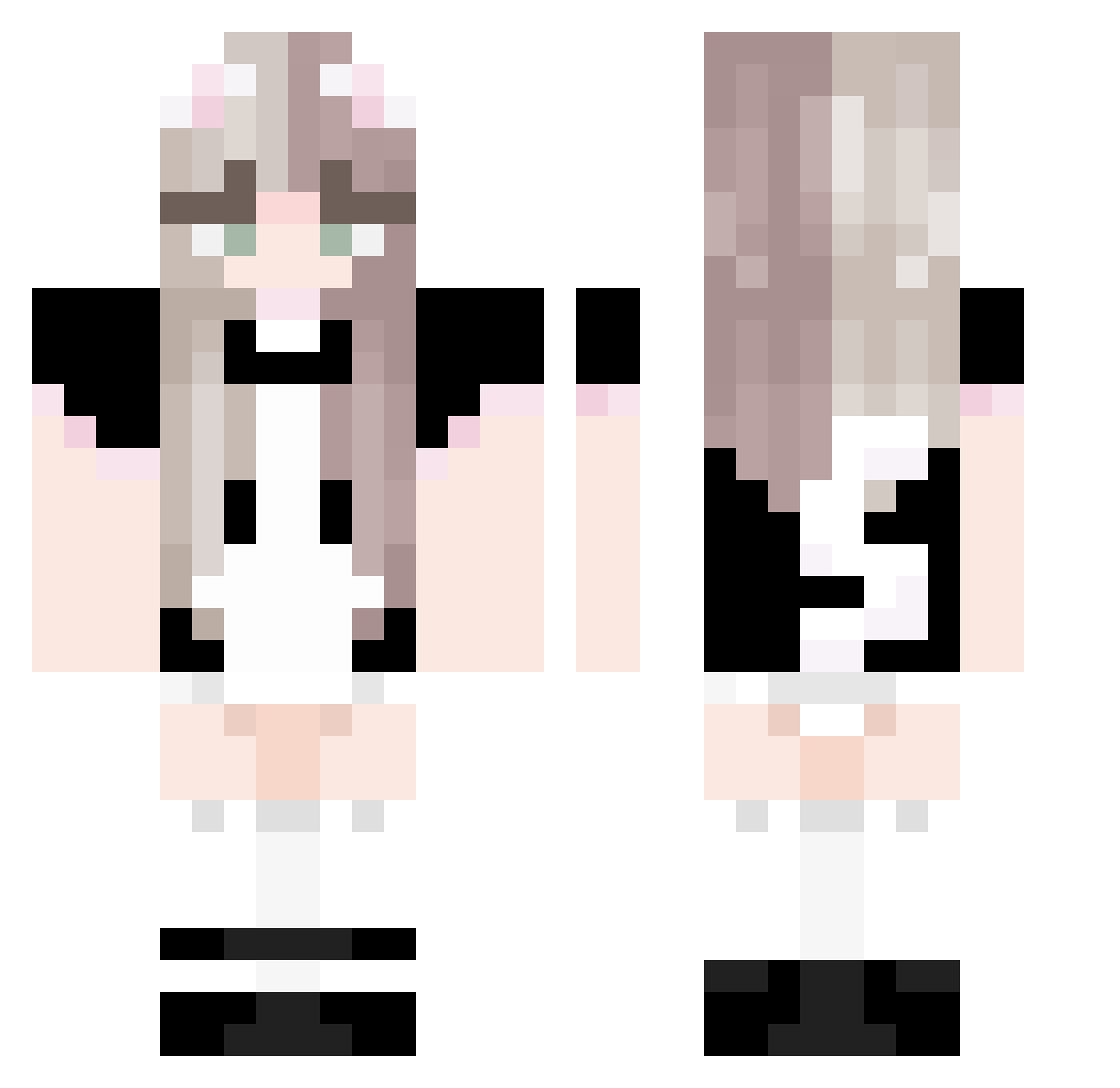 azkku Minecraft skin, front and back view
