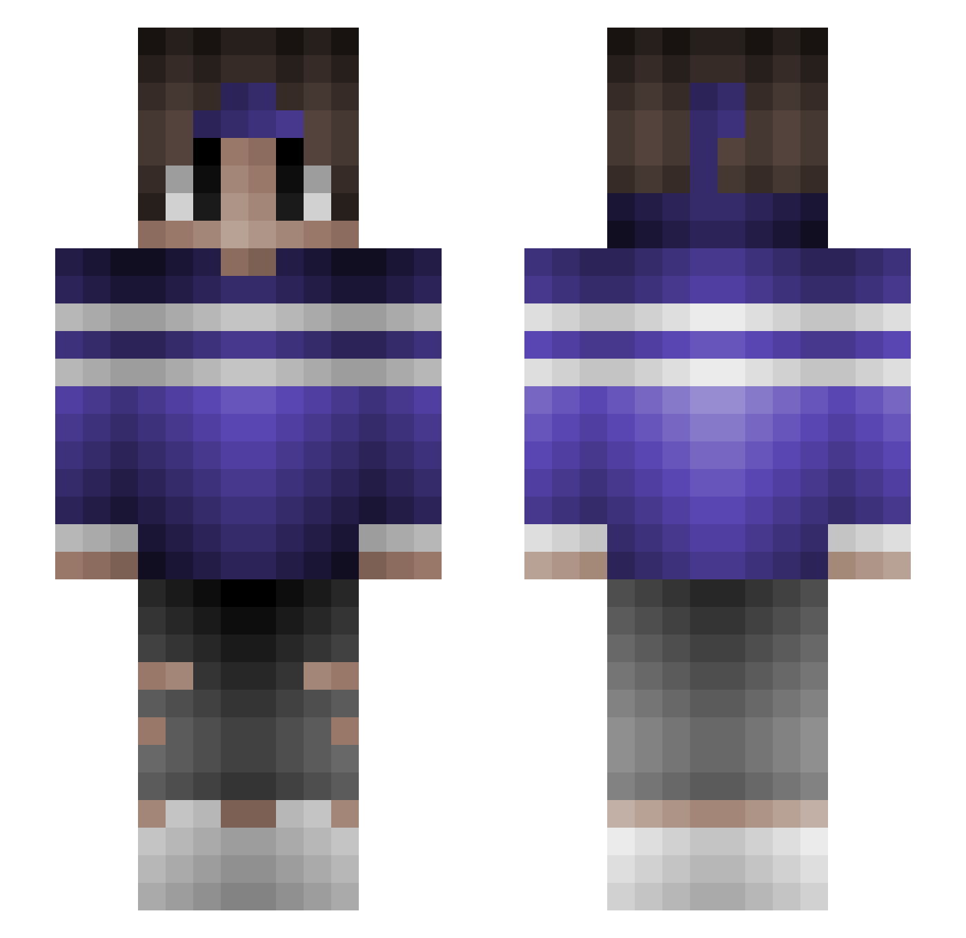 xwdn Minecraft skin, front and back view