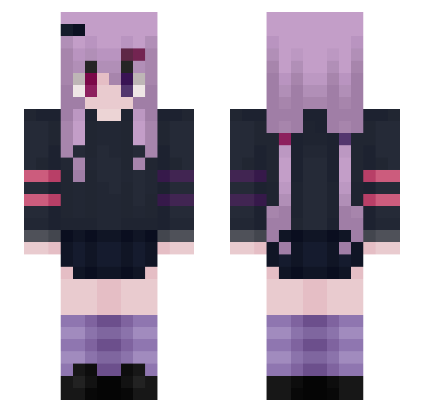 underthought Minecraft skin, front and back view