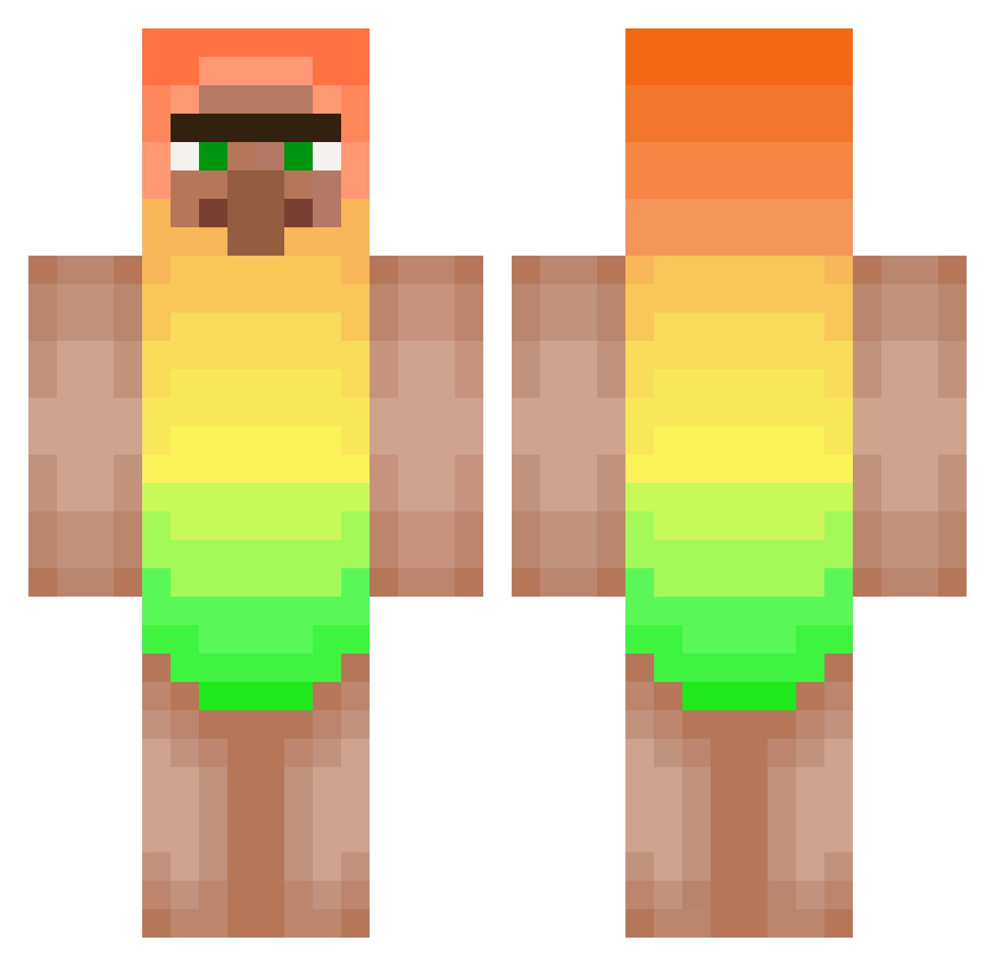 VillagerIsPro Minecraft skin, front and back view