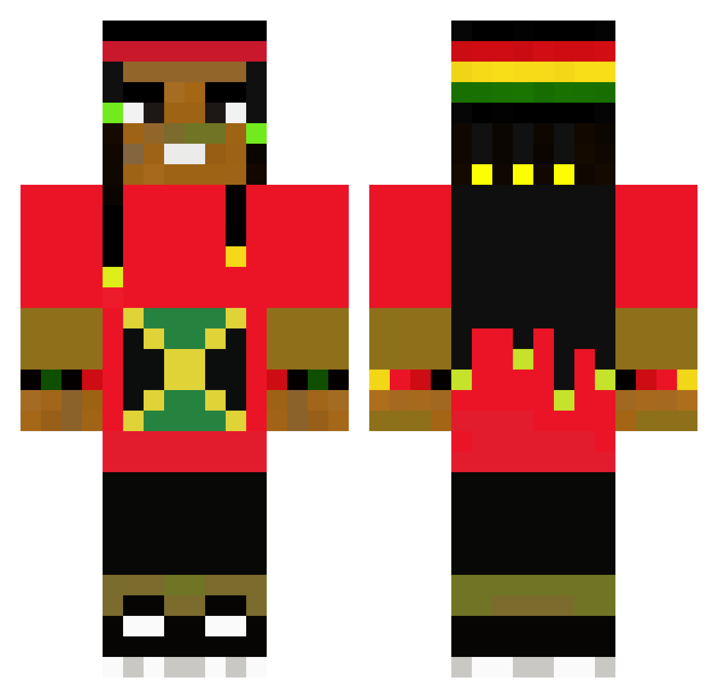 ForkedButt Minecraft skin, front and back view